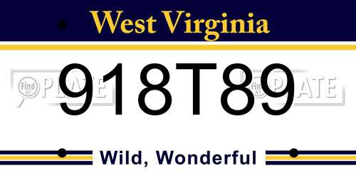 918T89 West Virginia License Plate