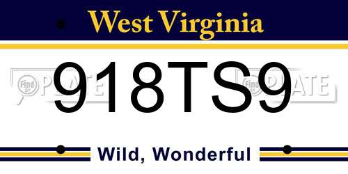 918TS9 West Virginia License Plate