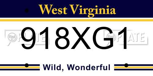 918XG1 West Virginia License Plate