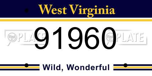 91960 West Virginia License Plate