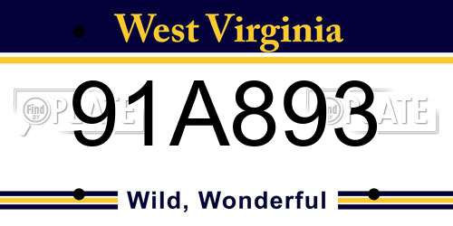 91A893 West Virginia License Plate