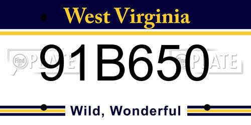 91B650 West Virginia License Plate