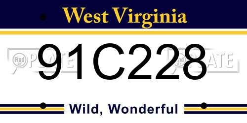 91C228 West Virginia License Plate