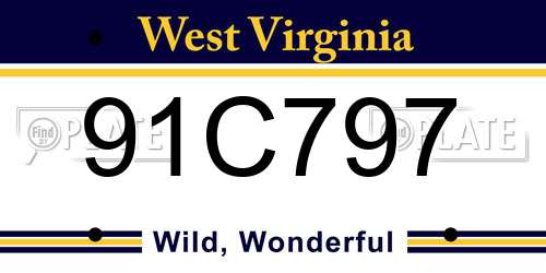 91C797 West Virginia License Plate