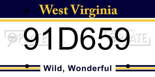 91D659 West Virginia License Plate