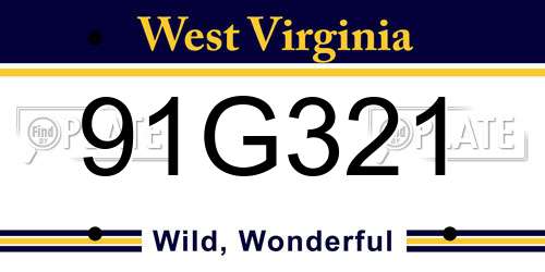 91G321 West Virginia License Plate