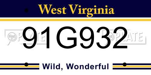 91G932 West Virginia License Plate