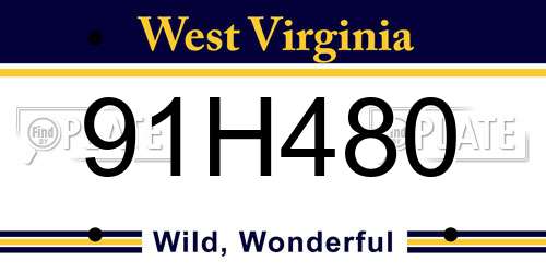 91H480 West Virginia License Plate