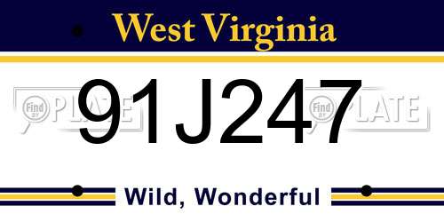 91J247 West Virginia License Plate