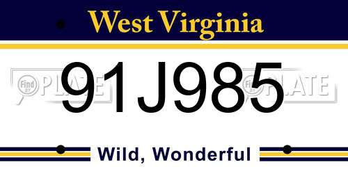91J985 West Virginia License Plate