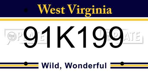 91K199 West Virginia License Plate