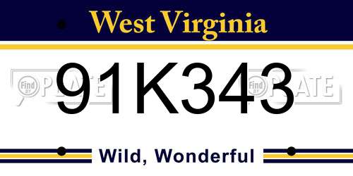 91K343 West Virginia License Plate