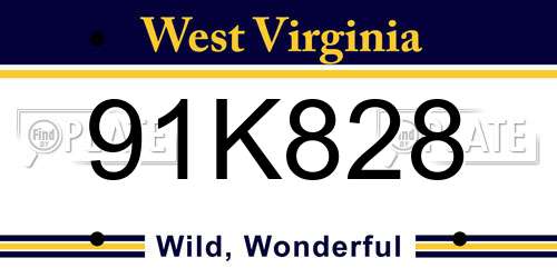 91K828 West Virginia License Plate