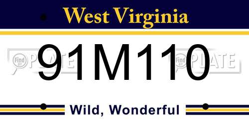 91M110 West Virginia License Plate