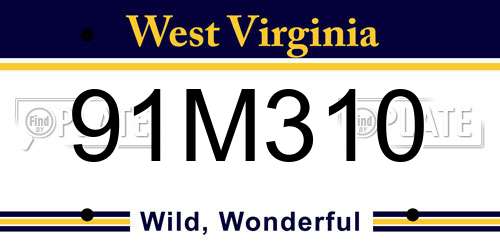 91M310 West Virginia License Plate