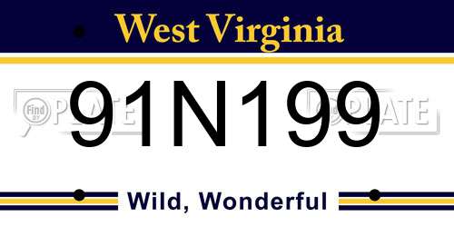 91N199 West Virginia License Plate