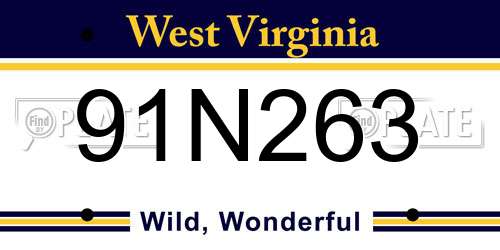 91N263 West Virginia License Plate