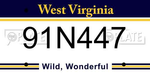 91N447 West Virginia License Plate