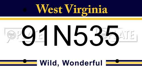91N535 West Virginia License Plate