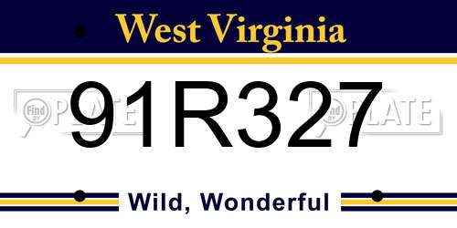 91R327 West Virginia License Plate