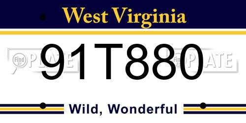 91T880 West Virginia License Plate