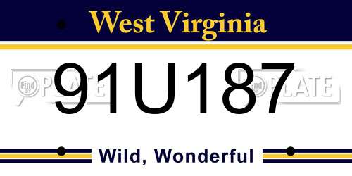 91U187 West Virginia License Plate