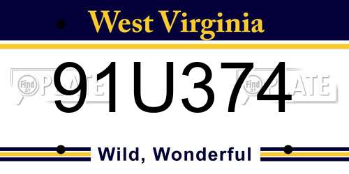 91U374 West Virginia License Plate