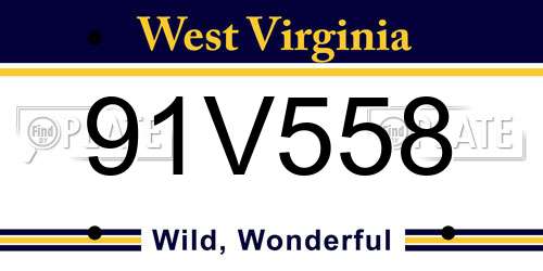 91V558 West Virginia License Plate