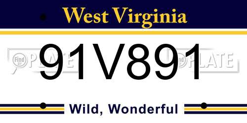 91V891 West Virginia License Plate