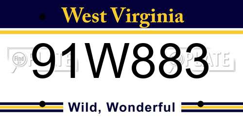 91W883 West Virginia License Plate