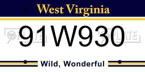 91W930 West Virginia License Plate