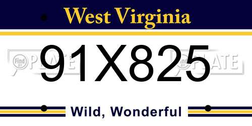 91X825 West Virginia License Plate