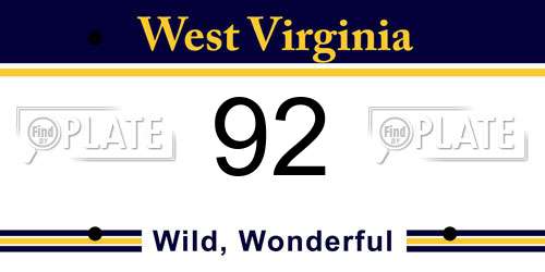 92 West Virginia License Plate