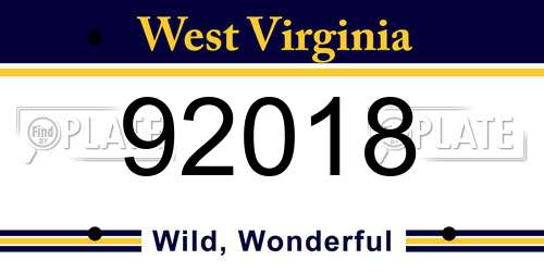 92018 West Virginia License Plate