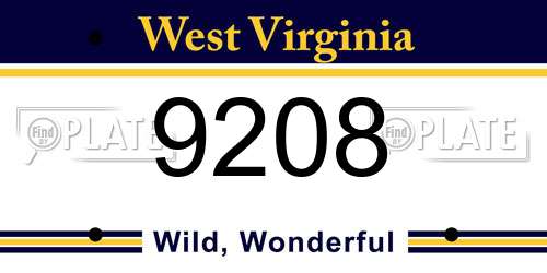 9208 West Virginia License Plate