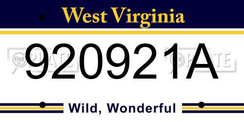 920921A West Virginia License Plate