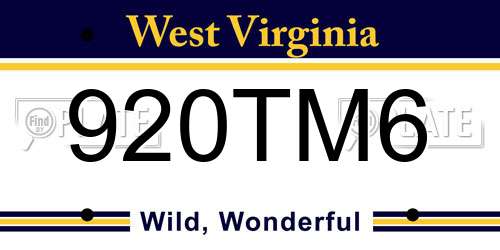 920TM6 West Virginia License Plate