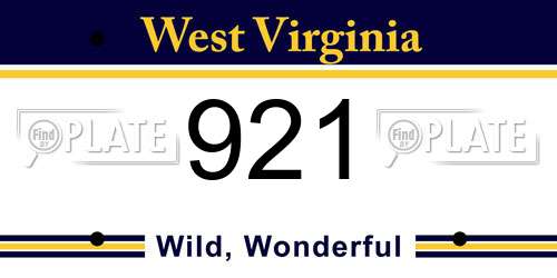 921 West Virginia License Plate