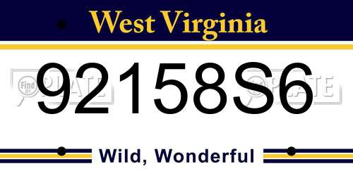 92158S6 West Virginia License Plate