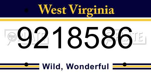 9218586 West Virginia License Plate