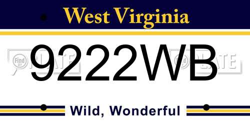 9222WB West Virginia License Plate