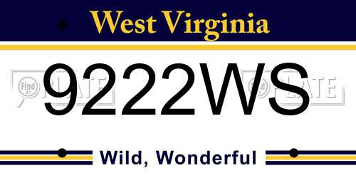 9222WS West Virginia License Plate