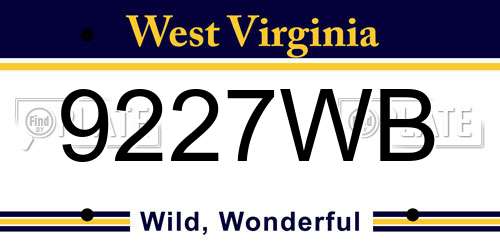 9227WB West Virginia License Plate