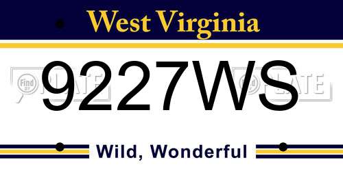 9227WS West Virginia License Plate