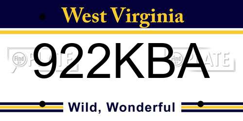 922KBA West Virginia License Plate
