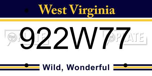 922W77 West Virginia License Plate