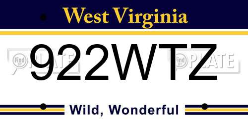 922WTZ West Virginia License Plate