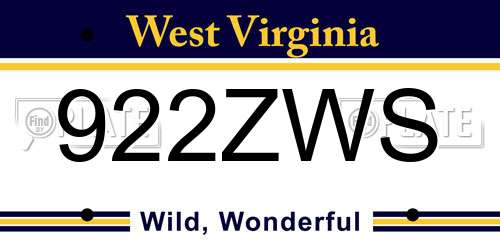 922ZWS West Virginia License Plate
