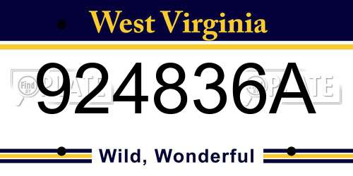 924836A West Virginia License Plate