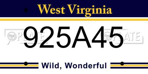 925A45 West Virginia License Plate